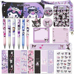Cartoon Kawaii Set Including Bookmarks Pens Card Holders with Lanyard Sticky Note Ruler Stickers Button Badges Keychain - My Store