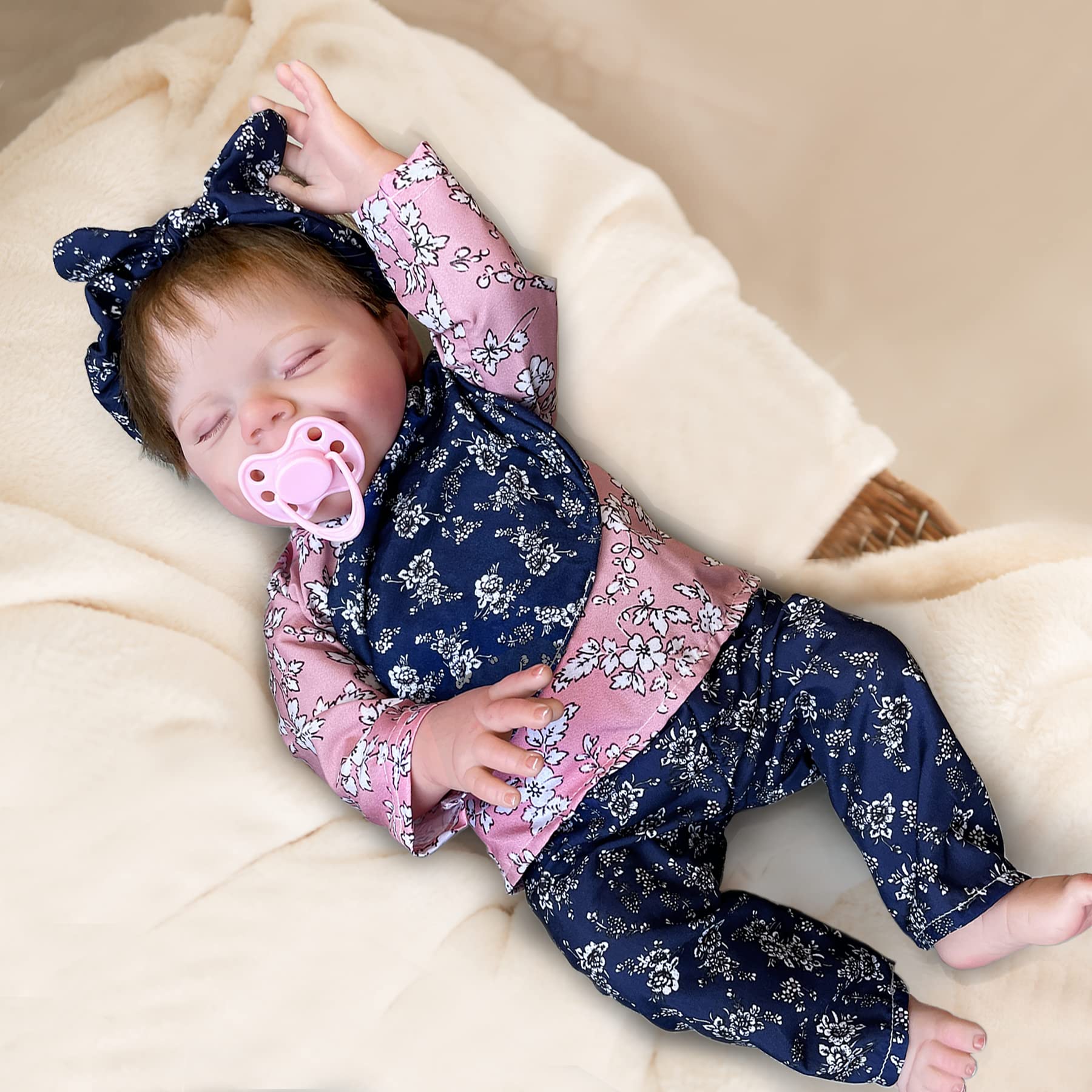 Buy now 18" Lifelike Reborn Baby Doll, Realistic Newborn Sleeping Girl, Vinyl Full Body, Age 3+ at indiglob india