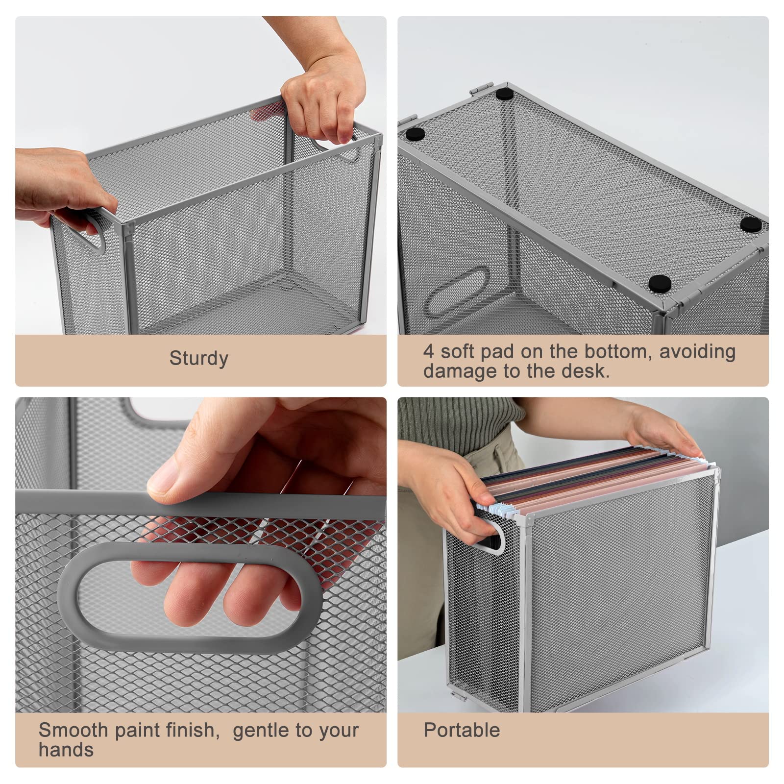 Buy now Hanging File Organizer, Oterri Portable Desktop File Organizer Mesh Detachable Foldable File Folder Organizer 12.2*5.5*9.44 inch for Letter Size File Folders, File Holders for Office/Home(Grey1) at indiglob india