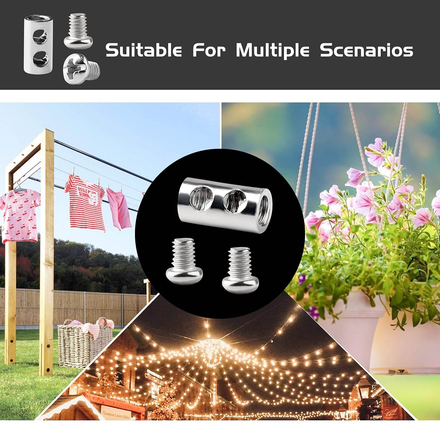 100PCS Wire Rope Clips Clamp Adjustable Wire Rope Grips for 1-2 mm Diameter Wire Rope and Cable Wire Rope Lock with End Screw Stopper and Screwdriver I Shaped Wire Rope Clamp - My Store