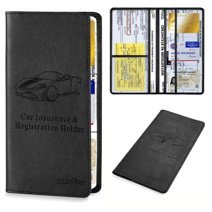 Buy now Leather Car Registration and Insurance Card Holder, Car Document Holder for Cards License with Magnetic Shut (Black, large) at indiglob india