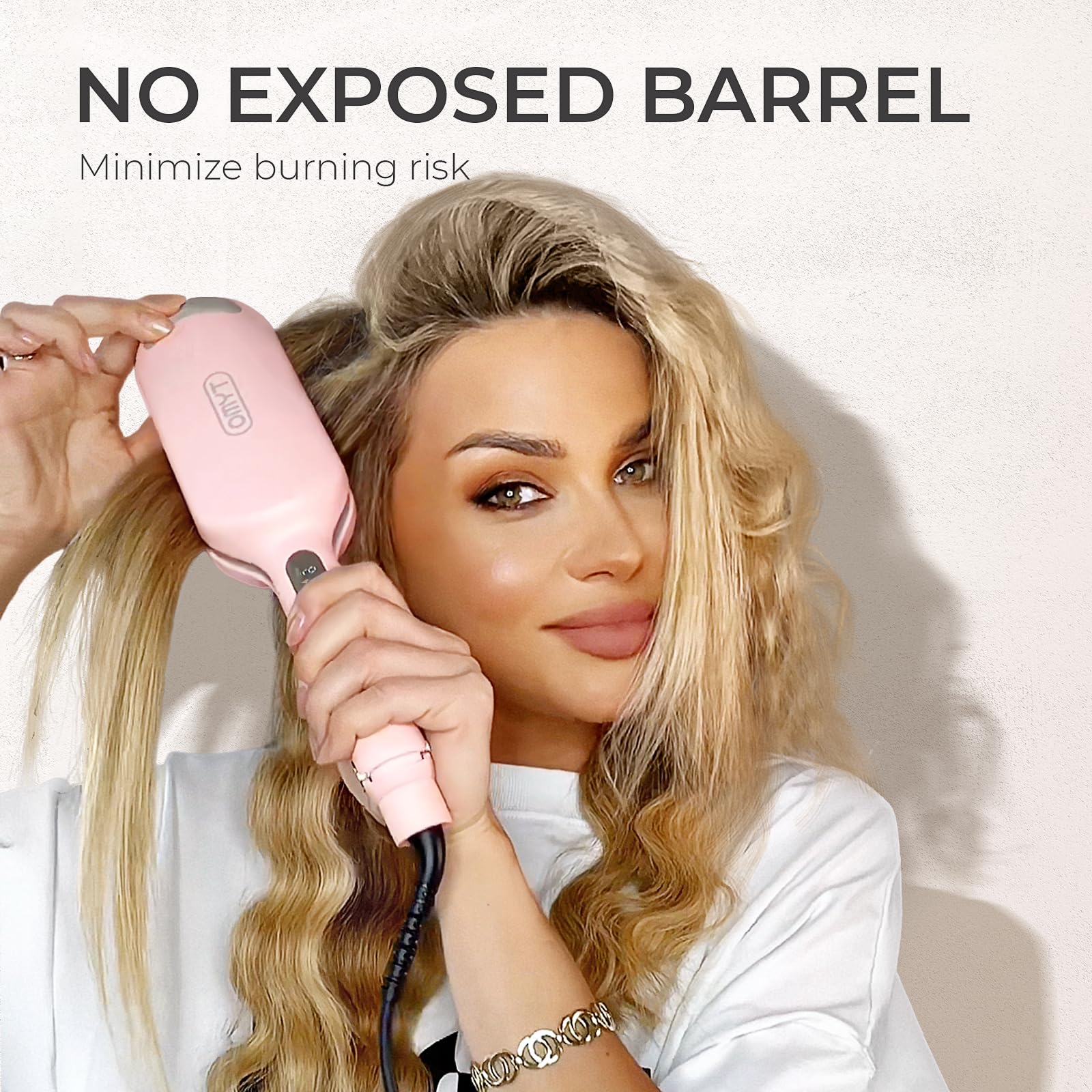 Buy now Curling Iron Hair Crimper Waver - TYMO ROVY Beach Waves Curling Wand, Ionic Deep Waver Hair Curler Tool with Ceramic 3 Barrel for Women, Dual Voltage, Anti-Scald, Easy to Use, Pink, 1.25 Inch at indiglob india