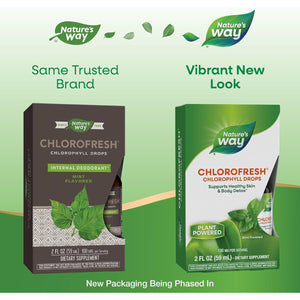 Nature's Way Chlorofresh, Liquid Chlorophyll Concentrate Drops, Internal Deodorant*, Supports Detoxification Pathways*, Mint Flavored, 2 Fl. Oz.