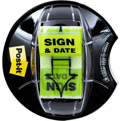 Post-it Message Flags, Sign Here, 200/Desk Grip Dispenser, 1 Dispenser/Pack, 1 in Wide, Red (680-HVSHR)