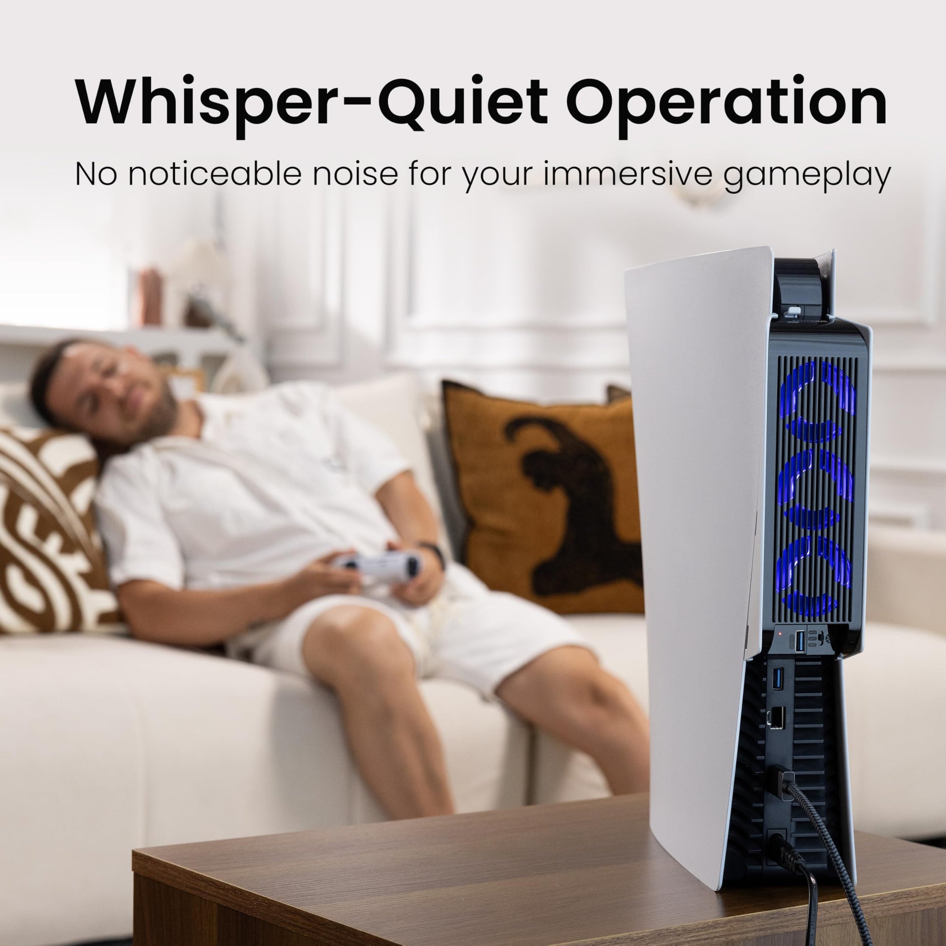 Buy now KIWIHOME Cooling Fan for PS5 Accessories, Upgraded Quiet Cooler Fan with Auto Speed, Controller USB3.0 Port & LED for PS5 2020 Only, Not for PlayStation 5 Slim/Pro, White at indiglob india