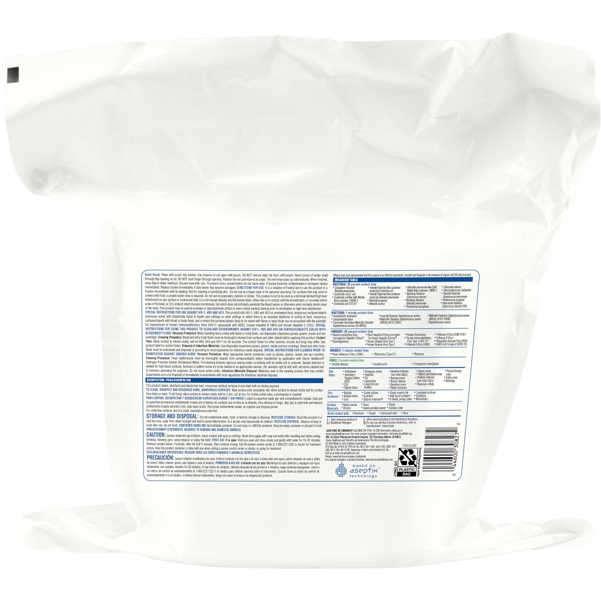 Buy now Clorox Healthcare Hydrogen Peroxide Cleaner Disinfectant Wipes, 12" x 11", Refill for Bucket, 185 Count (Package May Vary) at indiglob india