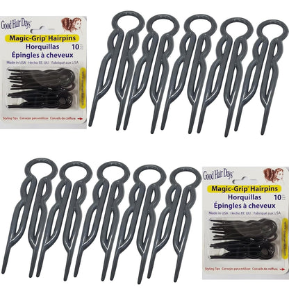 Good Hair Days Hair Pins - 2 1/2" Plastic, U-shaped Magic Grip Hairpins, Strong Durable Pins For Fine, Thick & Long Hair, Styling Accessories - Black, Set of 20