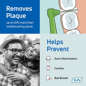 TEPE Interdental Brush Angle, Angled Dental Brush for Teeth Cleaning, Pack of 6, 0.8 mm, Large Gaps, Green, Size 5