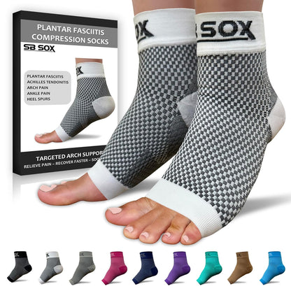 SB SOX Plantar Fasciitis Relief Socks – Ankle Brace Compression Sleeve – Arch Support for Foot Pain, Swelling, Heel Spurs – Foot Brace for Achilles Tendonitis Relief, Injury Recovery (Blue, Medium)