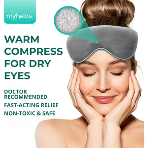 MyHalos® Eye Mask for Dry Eyes - Steam Warm Compress for Eyes - Remove Styes, Chalazion Therapy Warming and Heating Pad Hot Compress - Moist Heat Mask for Blepharitis & MGD