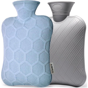 ANMIA Hot Water Bottle with Cover, Hot Water Bag for Pain Relief 2Liter, Hot and Cold Therapy, Warming Bed Period Cramps (Light Green)