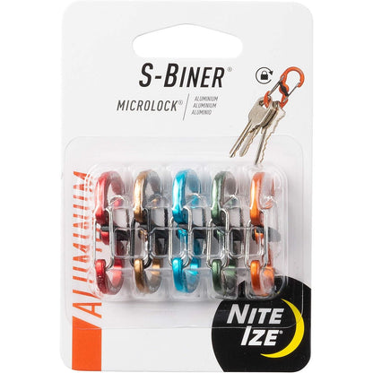 Nite Ize S-Biner MicroLock Stainless Steel - S-Biner with Locking Dual Sided Gates - Keep Keys Secure with Carabiner Key Holder - Black (2 Pack)