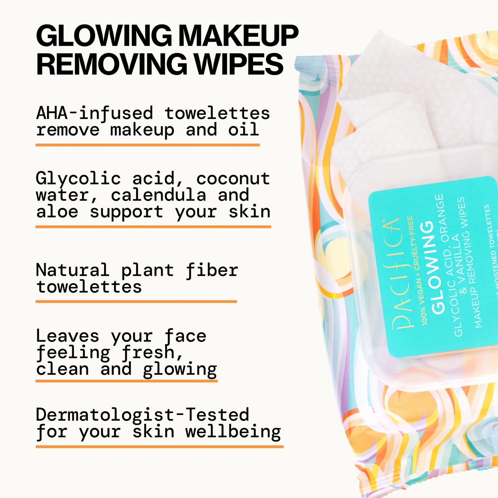 Buy now Pacifica Glowing Makeup Remover Wipes – With Glycolic Acid for AHA Exfoliating and Facial Cleansing – No Rinse Face Cleaning Towelettes – Dermatologist Tested, Vegan & Cruelty-Free – 30 Pack at indiglob india