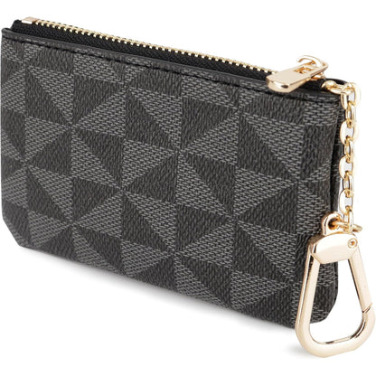 Veki Coin Purse Change Mini Purse Wallet With Key Chain Ring Zipper for Men Women Fashionable Bag Key Chain Pendant Leather Classic Clutch Purse(Brown)