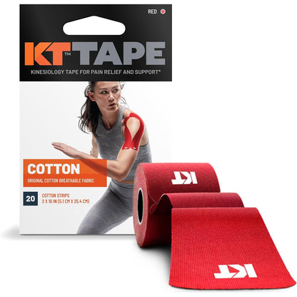 KT Tape, Original Cotton, Elastic Kinesiology Athletic Tape, 20 Count, 10” Precut Strips