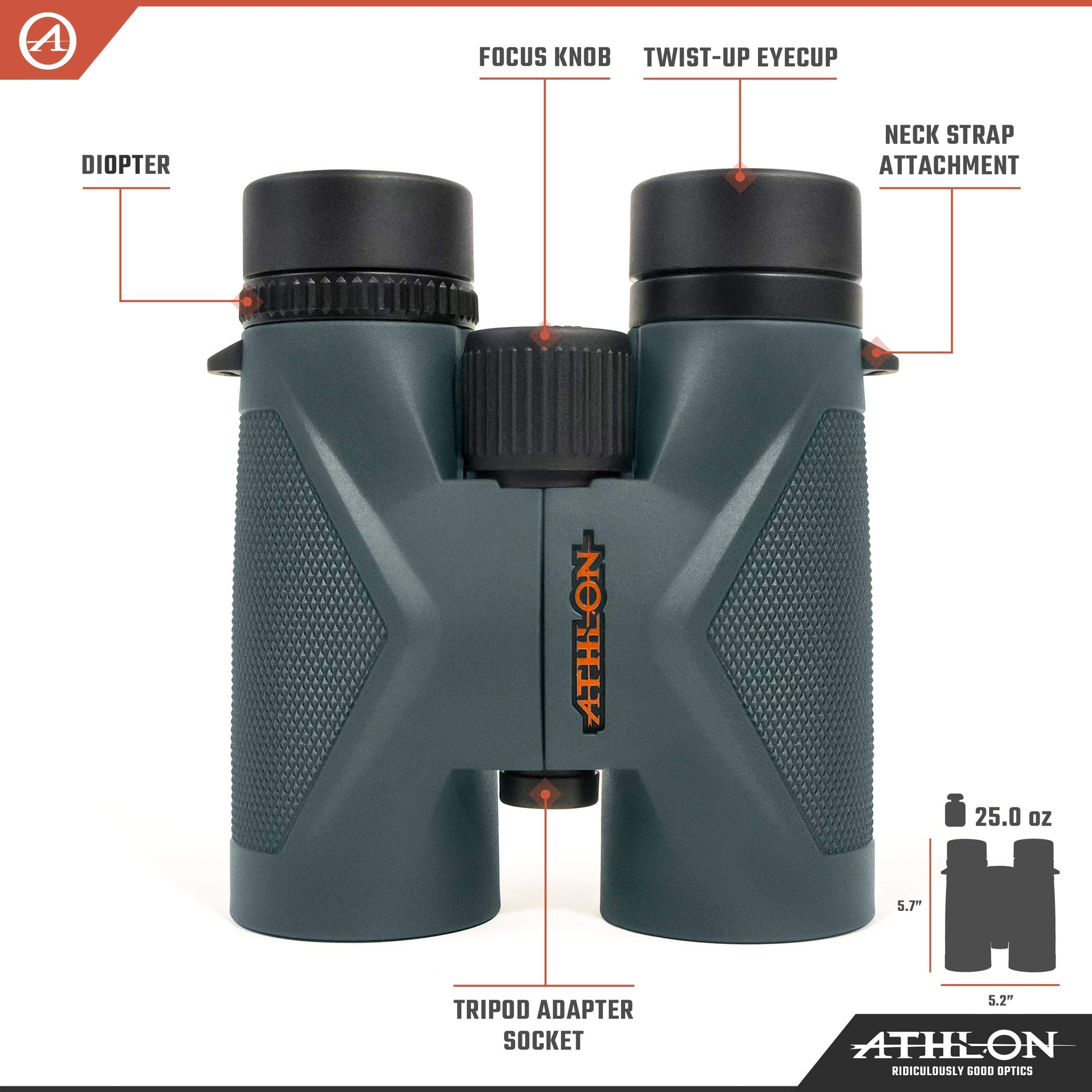Buy now Athlon Optics 8x42 Midas UHD Gray Binoculars with ED Glass for Adults and Kids, High-Powered Binoculars for Hunting, Birdwatching, and More at indiglob india