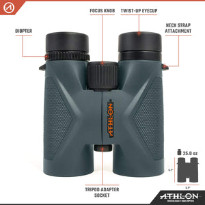 Buy now Athlon Optics 8x42 Midas UHD Gray Binoculars with ED Glass for Adults and Kids, High-Powered Binoculars for Hunting, Birdwatching, and More at indiglob india