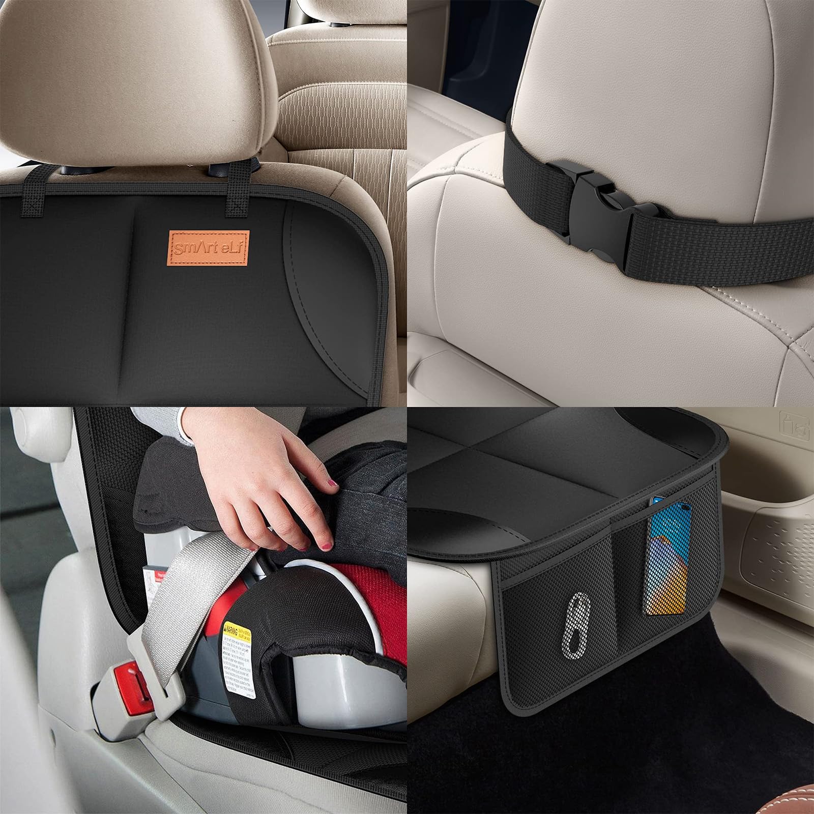 Buy now SMART ELF Car Seat Protector, 2Pack Seat Protector Protect Child Seats with Thickest Padding and Non-Slip Backing Mesh Pockets for Baby and Pet,Sedan SUV Truck (Black) at indiglob india