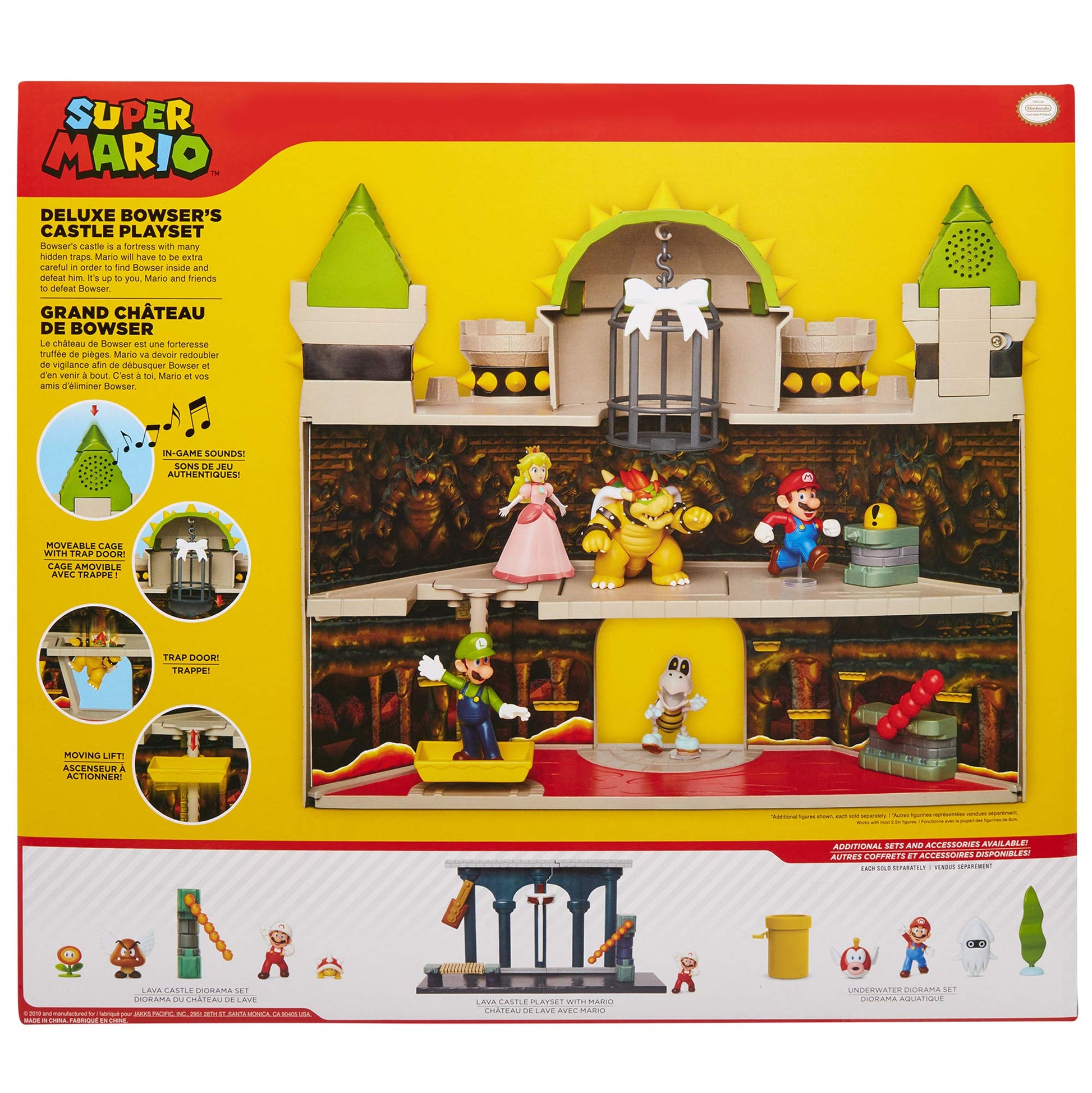 Buy now Super Mario Nintendo Deluxe Bowser's Castle Playset with 2.5" Exclusive Articulated Bowser Action Figure, Interactive Play Set with Authentic in-Game Sounds at indiglob india