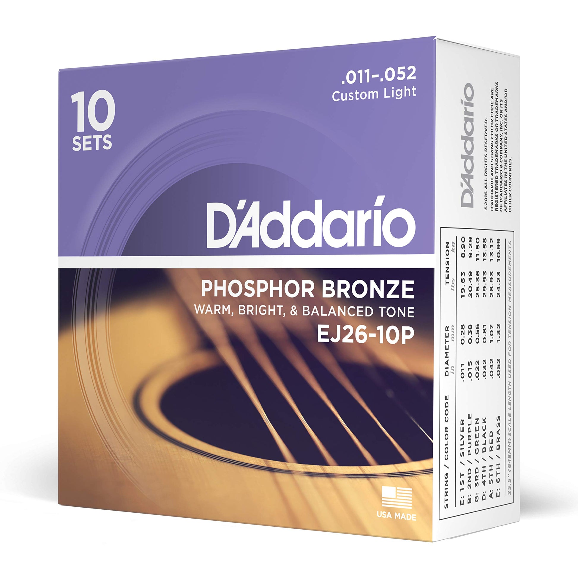 Buy now D'Addario Acoustic Guitar Strings, Phosphor Bronze, EJ42, Resophonic Medium Gauge 16-56, 6-String Set, Pack of 1 at indiglob india