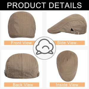 Newsboy Cap for Men Flat Hats Adjustable Breathable Irish Caps Cabbie Ivy Driving Hunting Sport Golf Outdoor