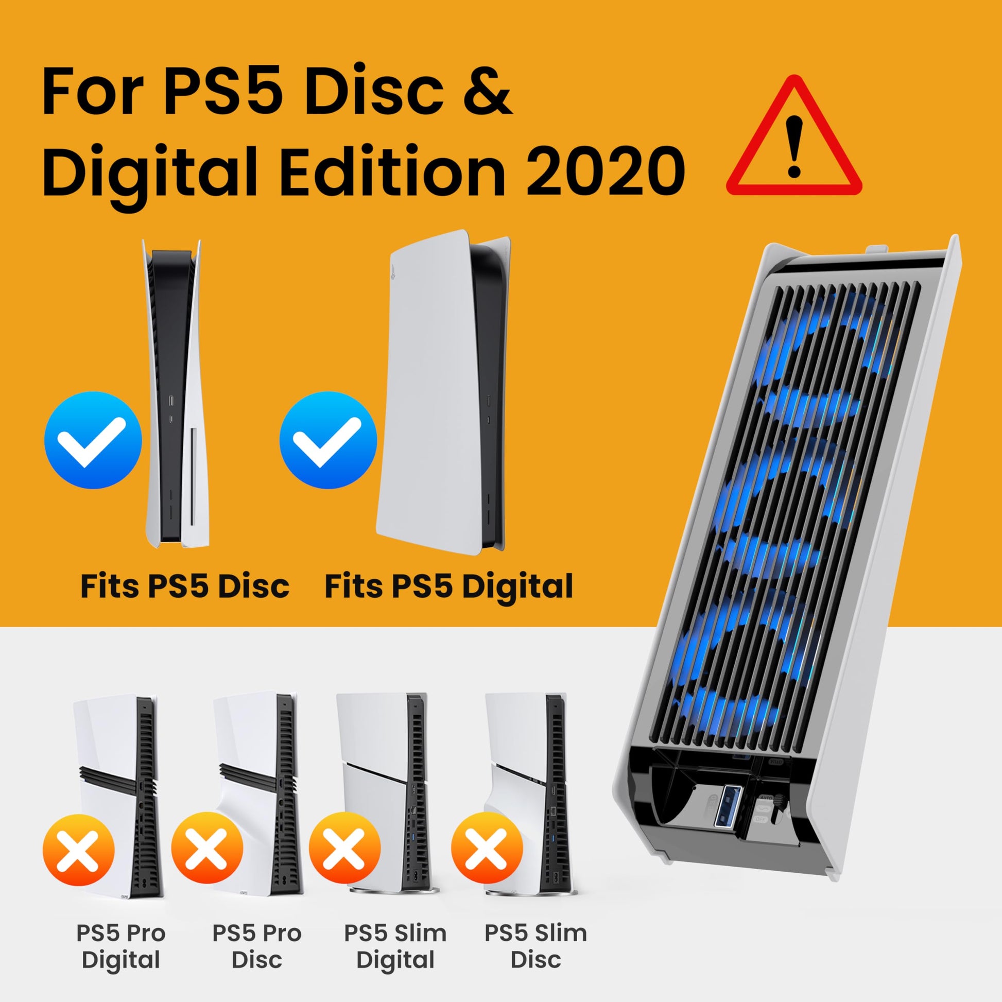 Buy now KIWIHOME Cooling Fan for PS5 Accessories, Upgraded Quiet Cooler Fan with Auto Speed, Controller USB3.0 Port & LED for PS5 2020 Only, Not for PlayStation 5 Slim/Pro, White at indiglob india