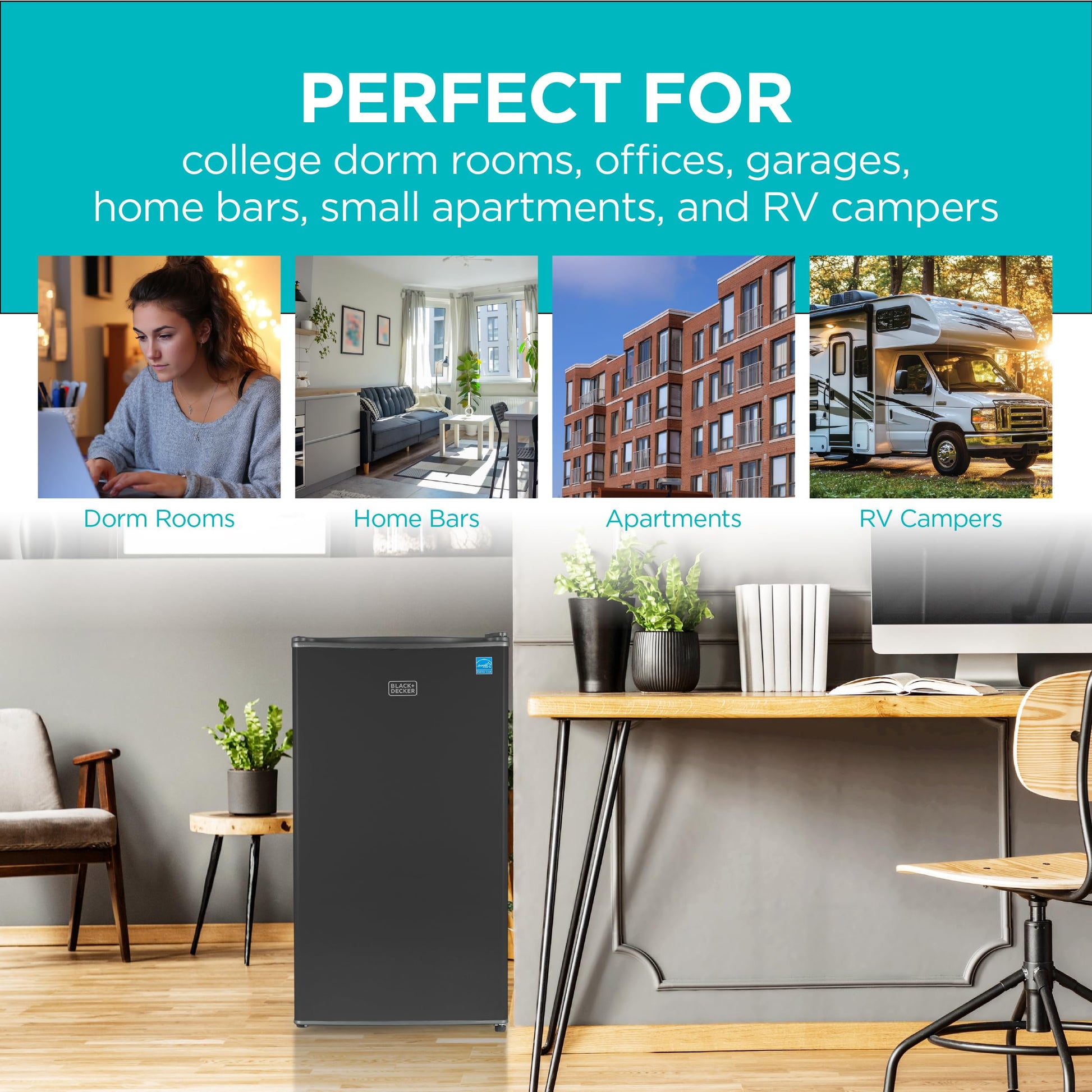 Buy now BLACK+DECKER 3.2 Cu. Ft. Compact Refrigerator, ENERGY STAR Certified Small Refrigerator, Single Door Mini Fridge with Chiller Compartment, Personal Fridge for Home or Dorm Room, BCRK32B, Black at indiglob india