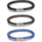 FIBO STEEL 2-3PCS Stainless Steel Braided Leather Bracelet for Men Women Wrist Cuff Bracelet 7.5-8.5 inches