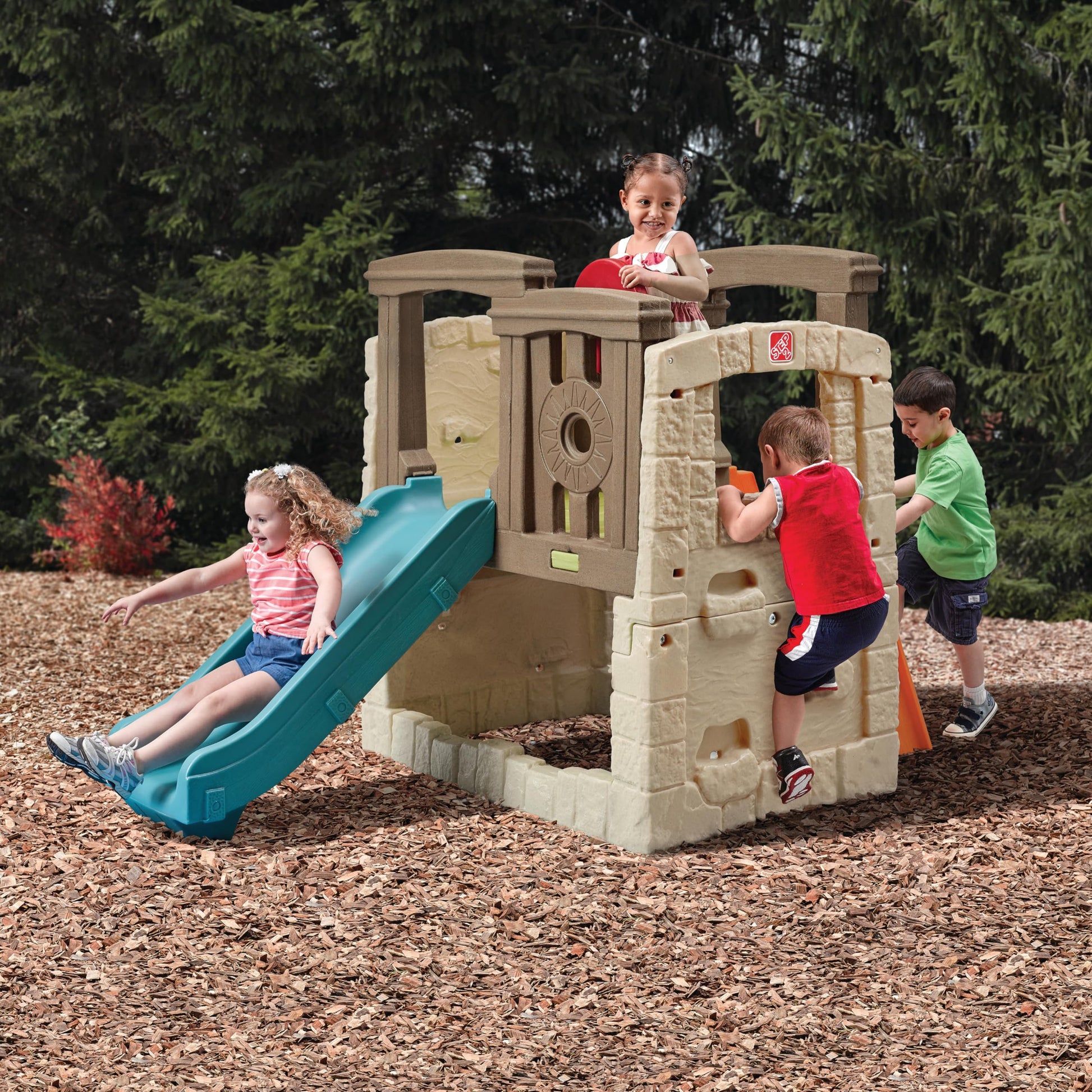 Buy now Step2 Woodland Climber II Kids Playset, Ages 2 ƒ??6 Years Old, Toddler Slide and Climbing Wall, Outdoor Playground for Backyard, Sturdy Plastic Frame, Easy Set Up at indiglob india
