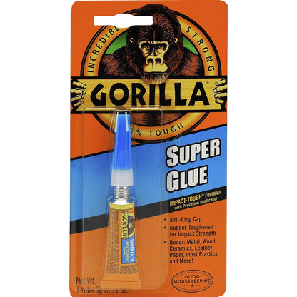 Gorilla Super Glue Tube, 3 Gram, Clear, (Pack of 1)
