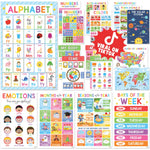Buy now BEAWART 18 Laminated Educational Posters For Toddlers, Preschool Posters for Classroom, Kindergarten Wall Decor, PreK Learning Materials Alphabet Number Chart Colorful at indiglob india