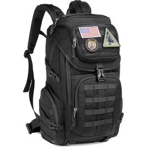 Wotony military tactical backpack nylon military MOLLE backpack 3-day Assault bag 27L backpack for men, used for outdoor hiking, camping and hunting (All black)