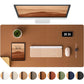 Aothia Dual-Sided Desk Pad - Leather Desk Mat, Natural Cork Desk Pad Protector, Large Mouse Pad for Desk, Waterproof Desk Blotter Pad, Desk Writing Pad for Office Work/Home, Apricot(25.6"x13.7")