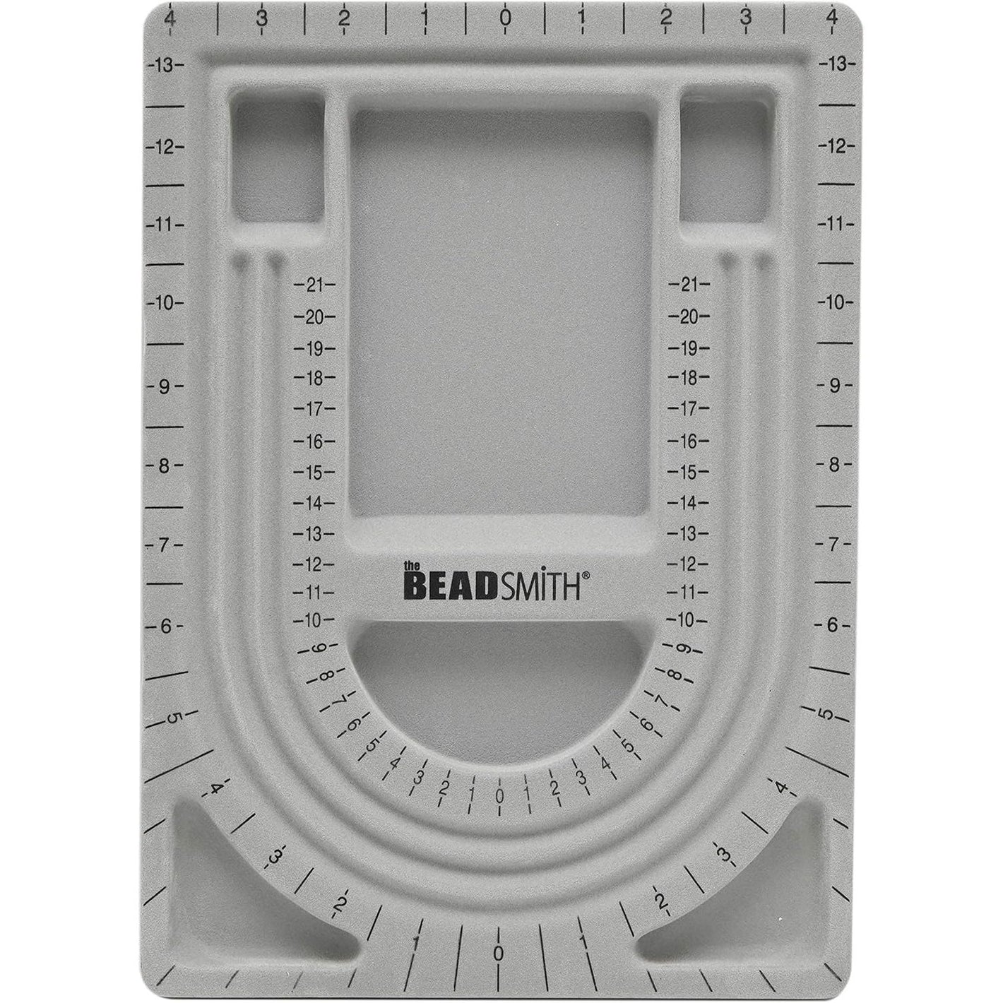 The Beadsmith Bead Board, Grey Flocked, 3 U-Shaped Channels, 6 Recessed Compartments, 9.5 x 13 inches, Design Boards for Creating Bracelets, Necklaces and Other Jewelry