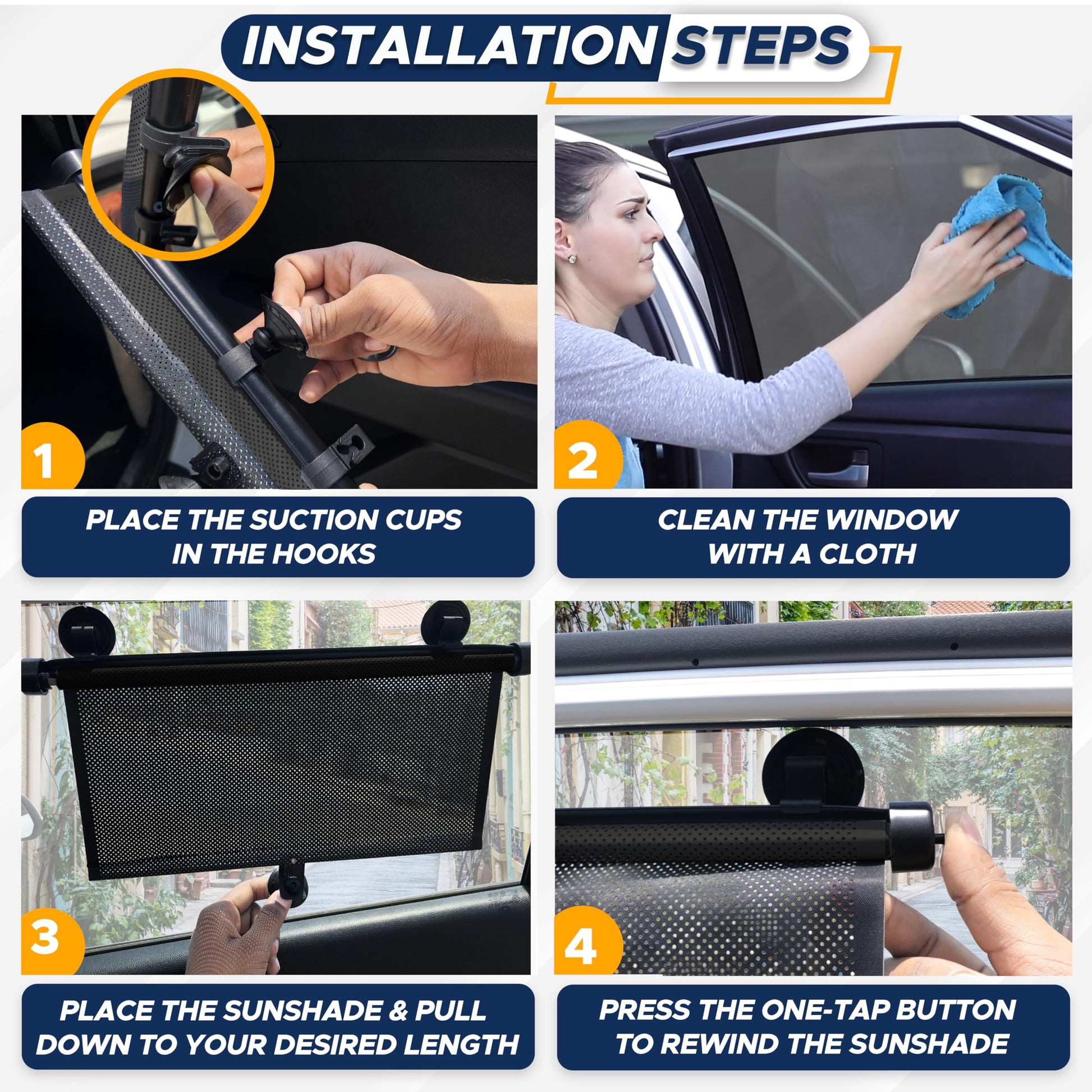 Buy now EcoNour Car Side Window Sun Shade (2 Pack) | Retractable Roller Sunshade for Kids | Baby Car Window Shades for UV and Sun Glare Protection | Baby Travel Accessories (15"x17") at indiglob india