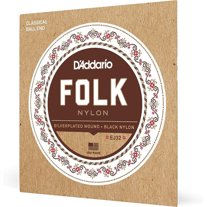 D'Addario Set Classic Guitar Folk Blk Spc Ball (EJ32)