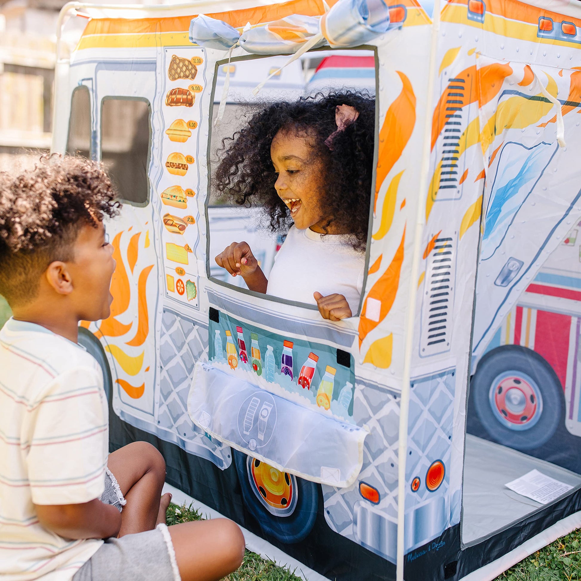 Buy now Melissa & Doug Fabric Double-Sided Food Truck Play Tent - Ice Cream and BBQ Role Play Toy Food Truck Tent, for Kids Ages 3+ at indiglob india