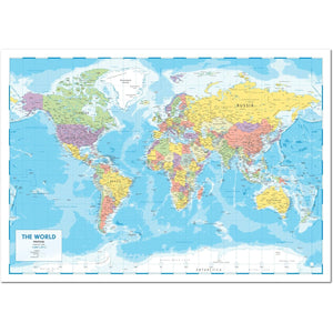 World Map Poster 33 x 24" Large Wall Map of the World – World Map Wall Art Atlas - Perfect Travel Map, Classroom Decoration or Geography Gift