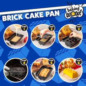 Brick Building Cake Pan Mold- Build, Decorate, Stack 9" 3D Shaped Cakes- Holiday Baking Activity Treat for Kid, Adult Birthday Parties, Celebration, Easy to Use Non-Stick Oven Bakeware, Fun Xmas Gift