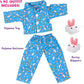 3pc Pajama Outfit w Bunny Slippers - 18" Doll Clothes & Accessories Compatible w American Girl Dolls - Set Includes April Showers PJ Top & Bottom, & White Rabbit Slippers - Cozy and Cute