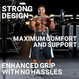 Schiek Sports Model 425 Power Series Weight Lifting Gloves - Leather Gym Gloves with Padded Palms