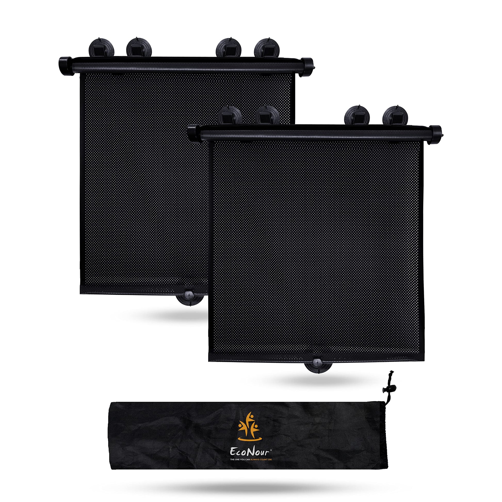 Buy now EcoNour Car Side Window Sun Shade (2 Pack) | Retractable Roller Sunshade for Kids | Baby Car Window Shades for UV and Sun Glare Protection | Baby Travel Accessories (15"x17") X-Large at indiglob india