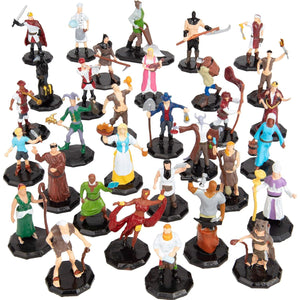 1" Hex Townsfolk Mini Fantasy Figures Set - 32 Unique Non Player Characters NPC - Nobility, Merchants, Peasants, Entertainers, Compatible w DND Dungeons Dragons Pathfinder RPG Games