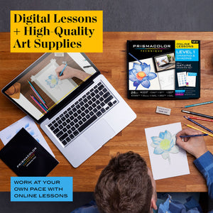 Buy now Prismacolor Technique Art Supplies and Digital Art Lessons Nature Drawing Set Level 1 Learn to Draw with Colored Pencils Graphite Pencils and More Flower Drawing 26 Count at indiglob india
