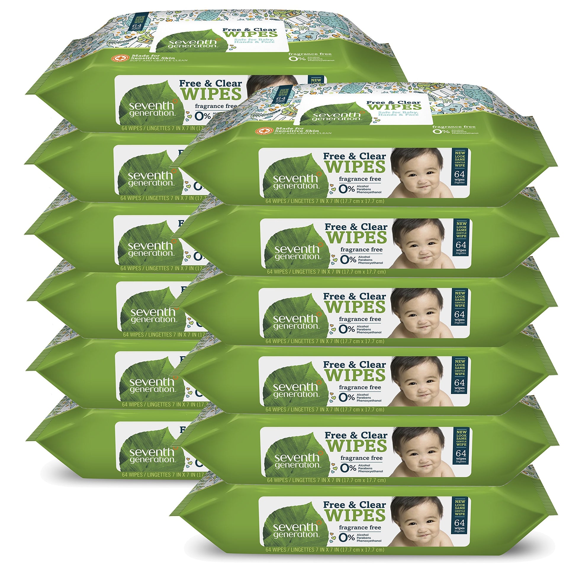 Buy now Seventh Generation Free & Clear Baby Wipes Refill Unscented and Sensitive Gentle as Water 64 count Pack of 12 (768 Total) at indiglob india