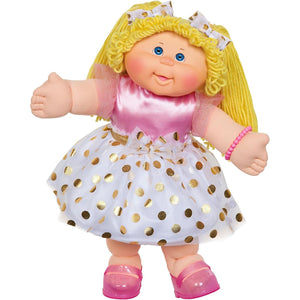 Cabbage Patch Kids Classic Doll with Real Yarn Hair, 16" - Original Vintage Retro Style Adoptable Baby Doll - Officially Licensed - Gift for Girls - Blonde/Blue Eyes