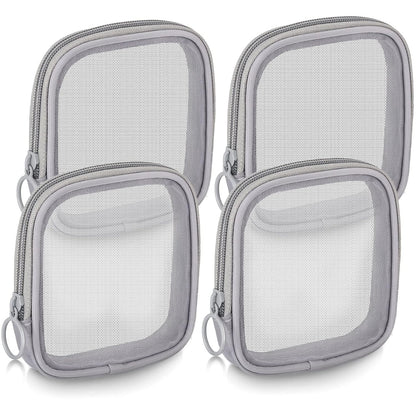 Weewooday 4 Pcs Mesh Makeup Bag Mesh Cosmetic Bag Travel Toiletry Pouch with Zipper Mini Makeup Cosmetic Purse for Daily Accessory(Small,Black)
