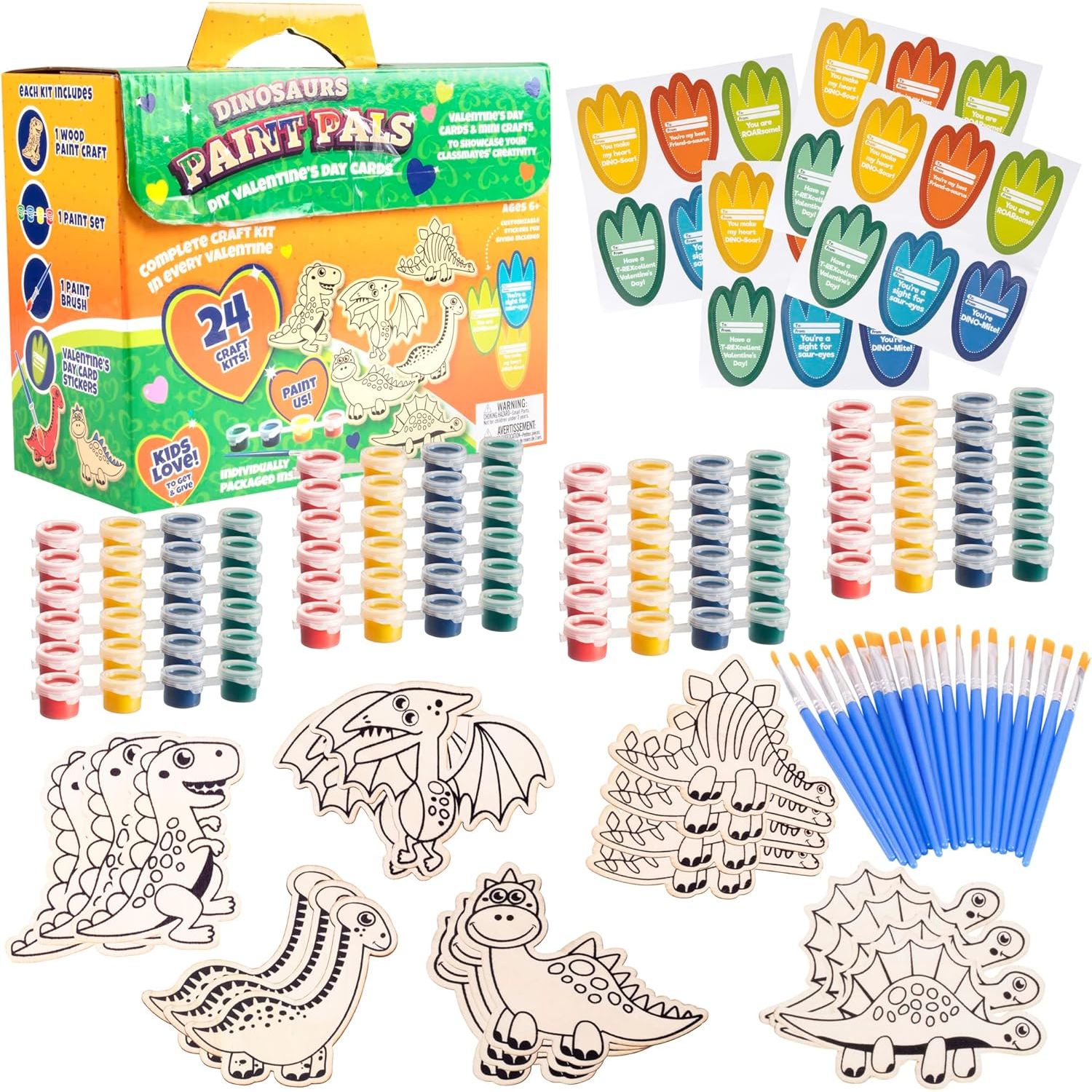 Buy now Unicorn & Dragon Wood Painting Kits (24ct)- Perfect Goodie Bag Party Favors for Kids Birthday Party -Each has a Wood Craft, Paints, Brush & Sticker for Boys & Girls - Kids Multi-Item Party Favor Packs Dinosaurs at indiglob india