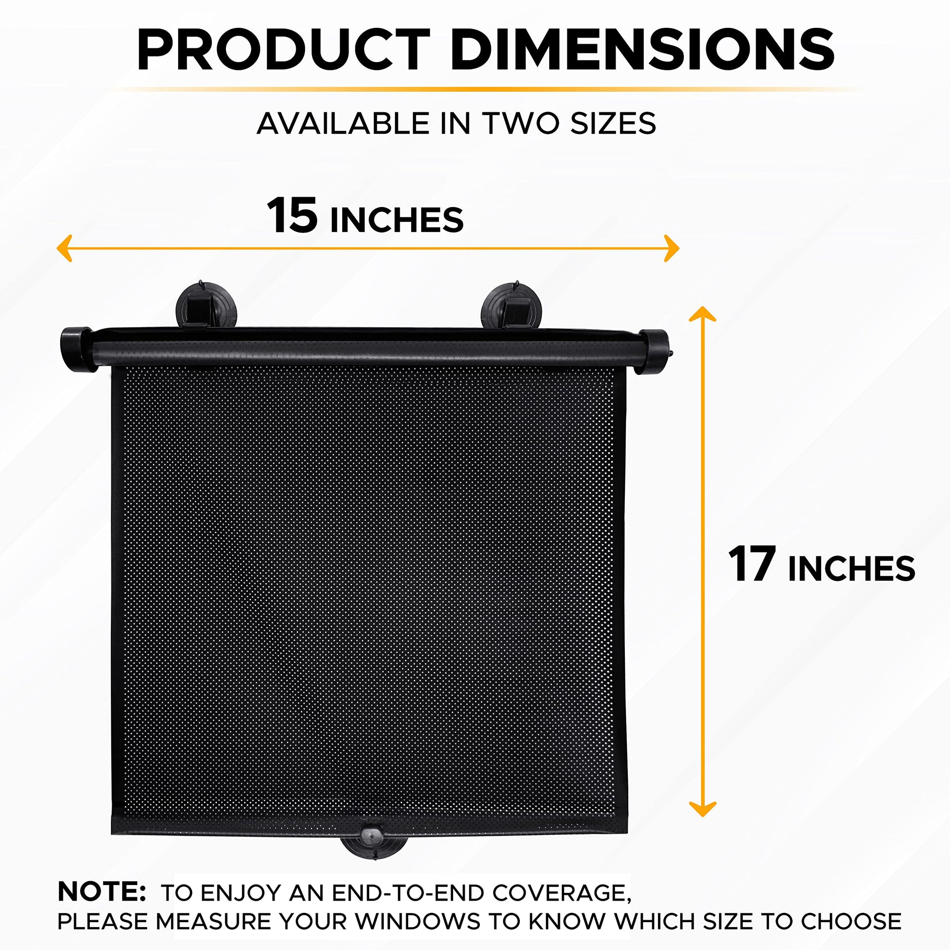 Buy now EcoNour Car Side Window Sun Shade (2 Pack) | Retractable Roller Sunshade for Kids | Baby Car Window Shades for UV and Sun Glare Protection | Baby Travel Accessories (15"x17") at indiglob india