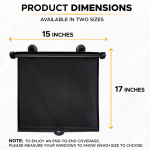 Buy now EcoNour Car Side Window Sun Shade (2 Pack) | Retractable Roller Sunshade for Kids | Baby Car Window Shades for UV and Sun Glare Protection | Baby Travel Accessories (15"x17") at indiglob india